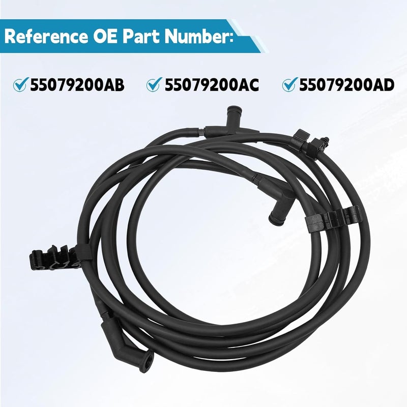 QFISH Front Windshield Washer Hose Fit for Jeep Grand Cherokee Dodge Durango 2011-2015 Replace 55079200AD 55079200AB 55079200AC Rubber Windshield Washer Hose - Image 2